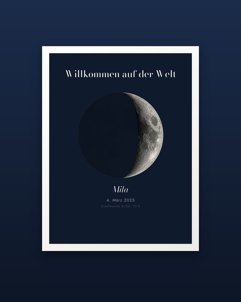 Poster Dein Mond im Stil Nacht, weißer Rahmen